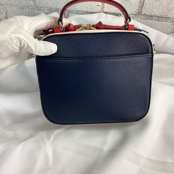 MICHAEL KORS Jet Set Medium Pebbled Leather Crossbody Red, White, Blue $298 - Picture 4 of 13